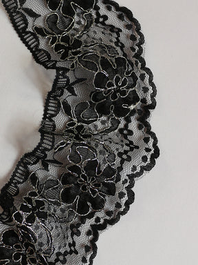 Black Corded Lace Trim - Silvano