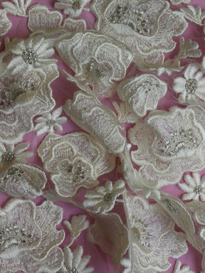 Ivory Embroidered Lace - Thora