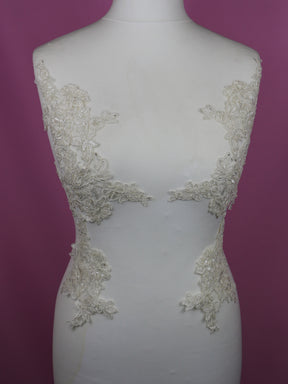 Ivory Beaded Lace Appliques - Victoria (Large)