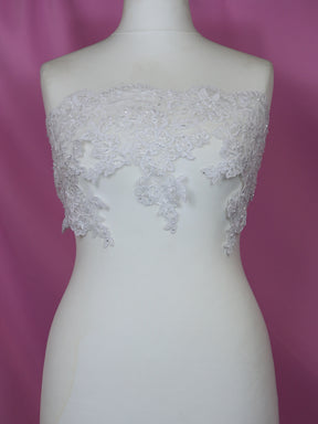 White Beaded & Corded Lace Trim - Victoria