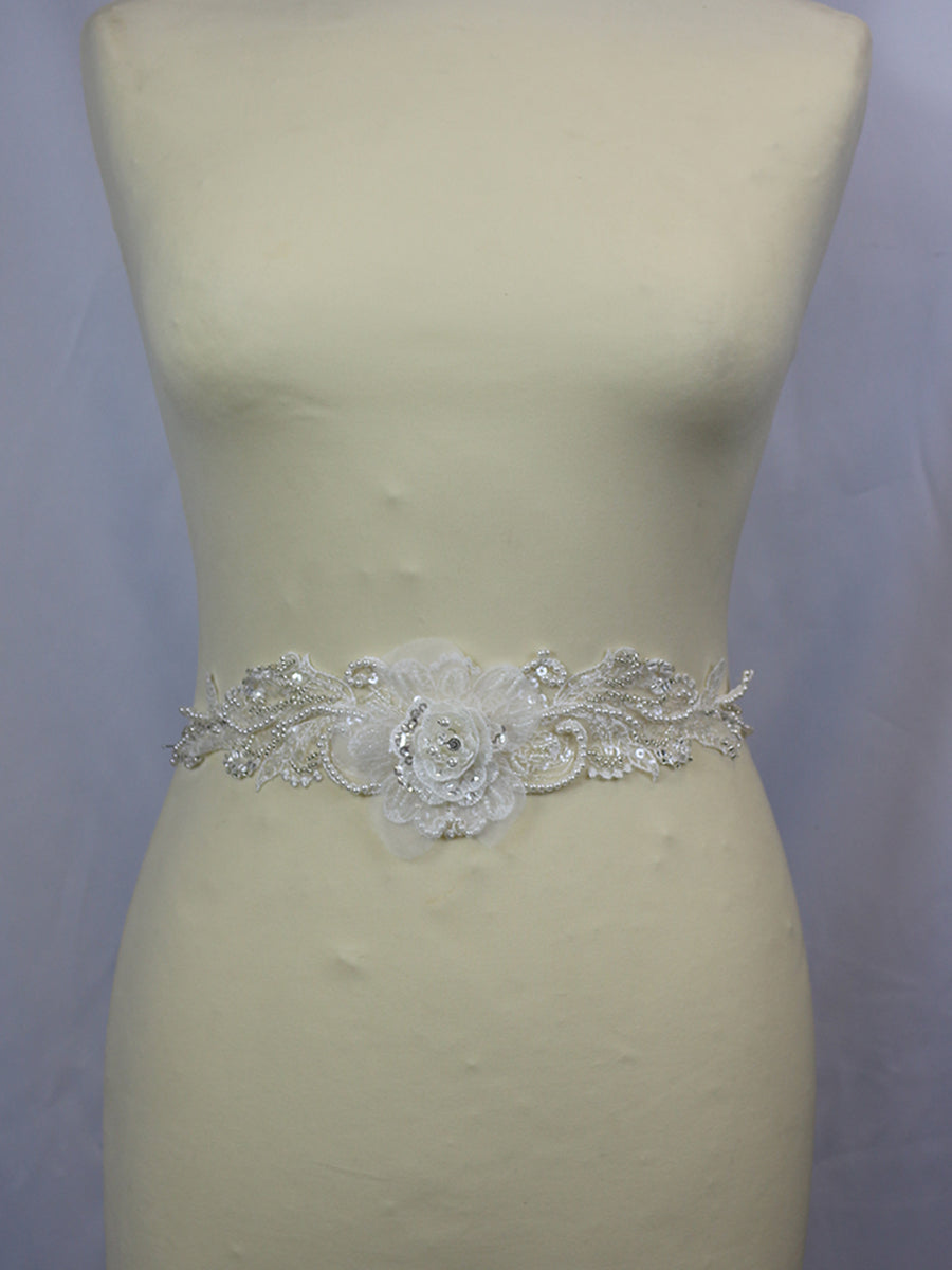 Ivory Beaded Lace Appliques - Virginia