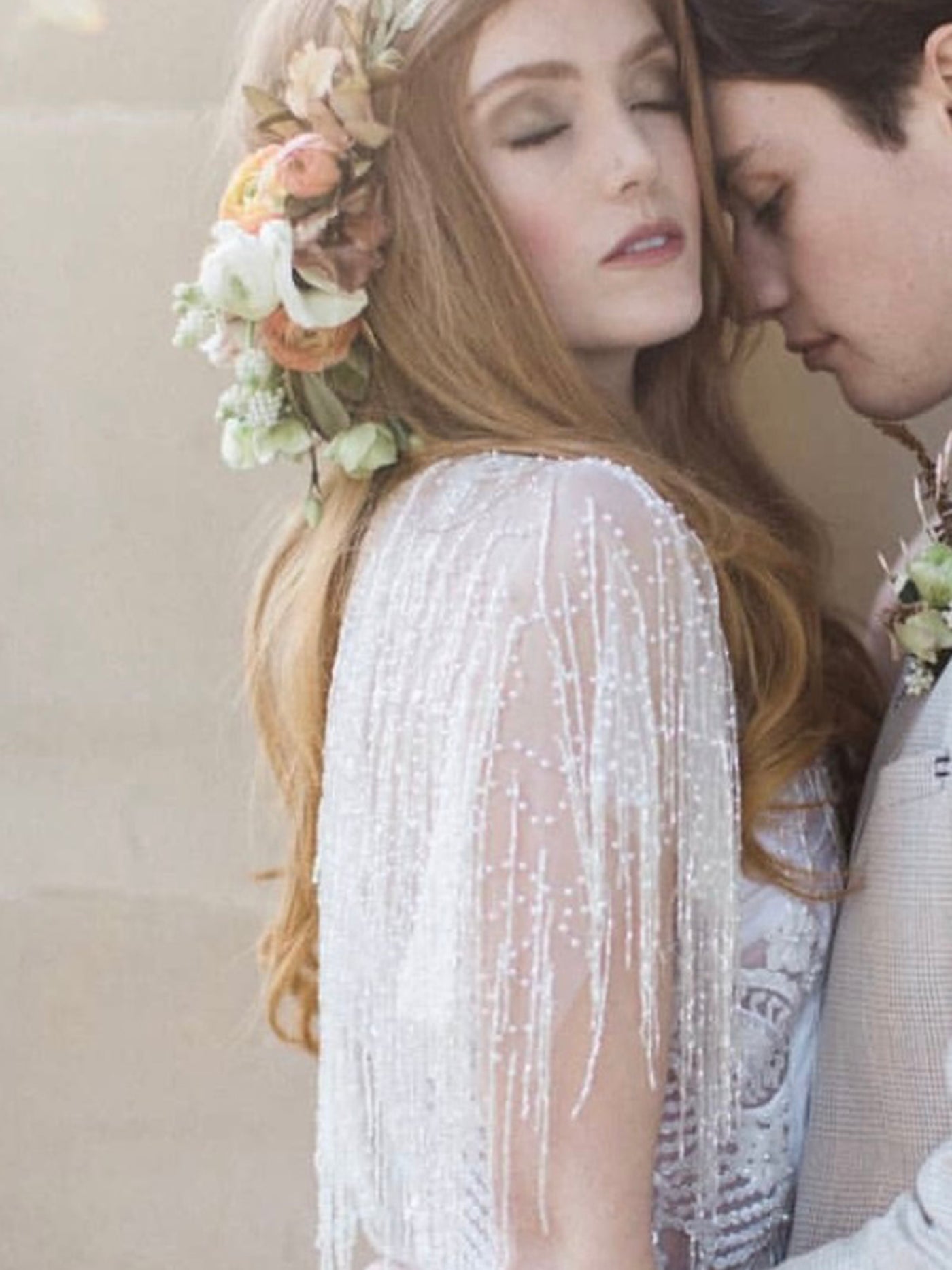 Ivory Beaded Lace Dido main image 1