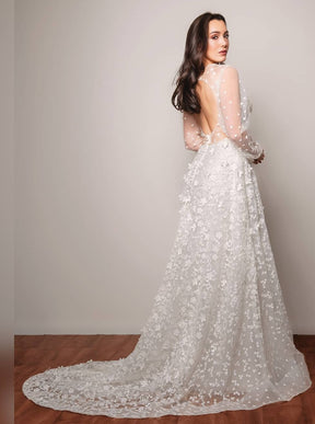 Ivory with Silver Embroidered Lace - Ernestine