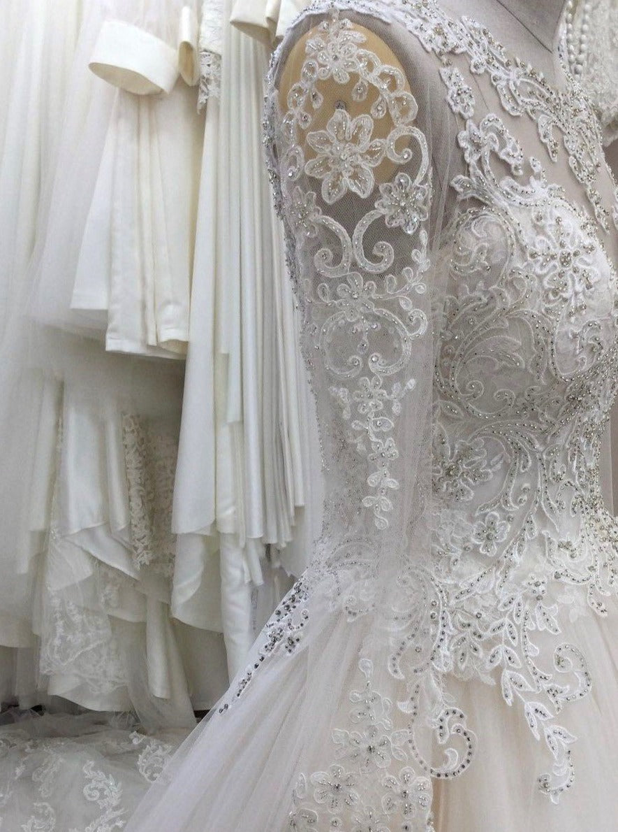 Ivory Beaded and Corded Lace Appliques - Alexandra