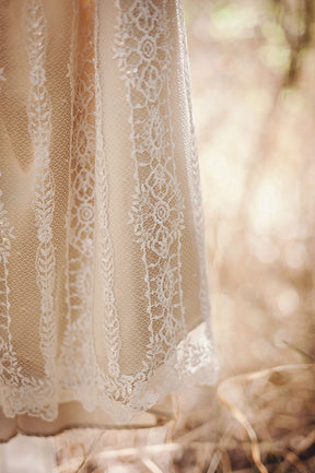 Ivory Sequinned Lace - Amber