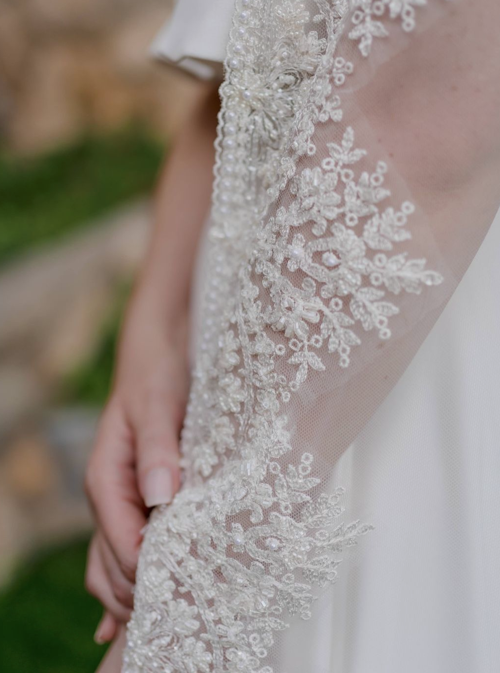 Ivory Beaded Lace Trim - Paige