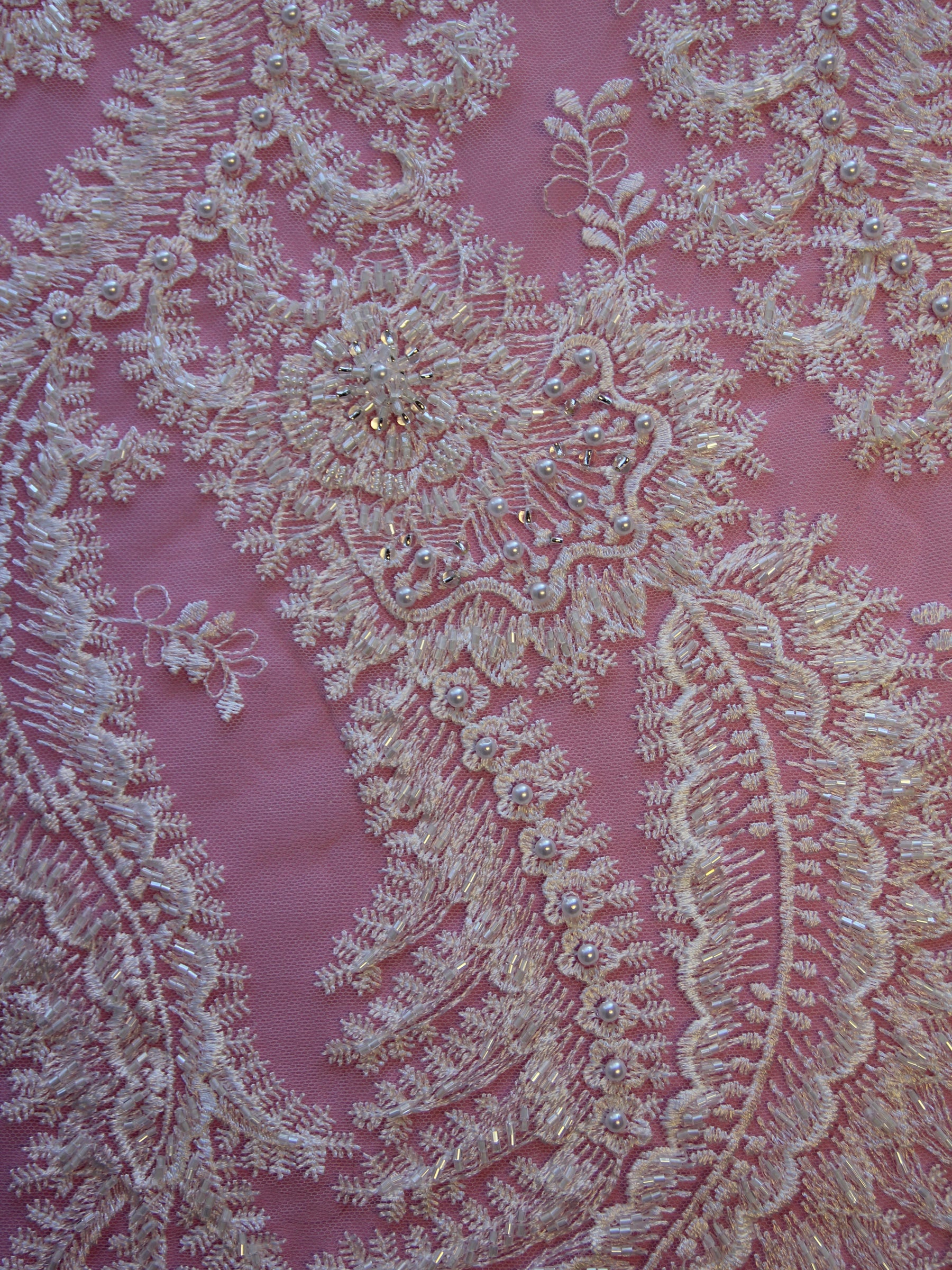 Ivory Beaded Flower Lace - Joy