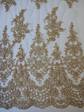 Sandy Beige Beaded and Corded Lace - Alexandra