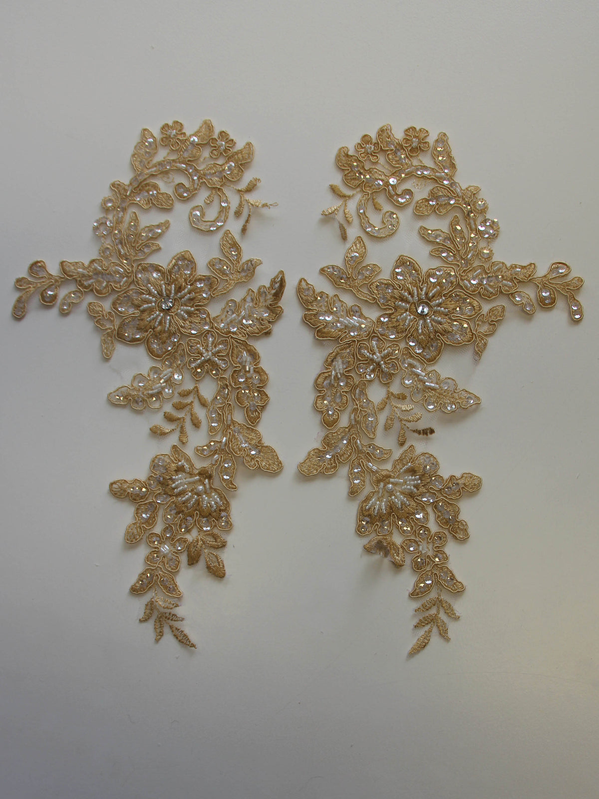 Sandy Beige Beaded Lace Appliques - Annabelle