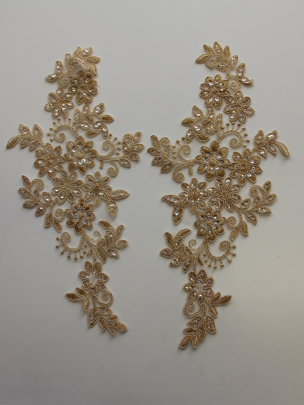 Sandy Beige Sequinned Lace Appliques - Erica