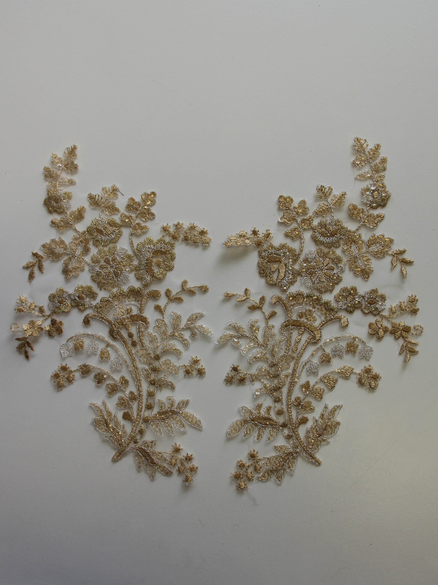 Sandy Beige Sequinned Lace Appliques - Justine