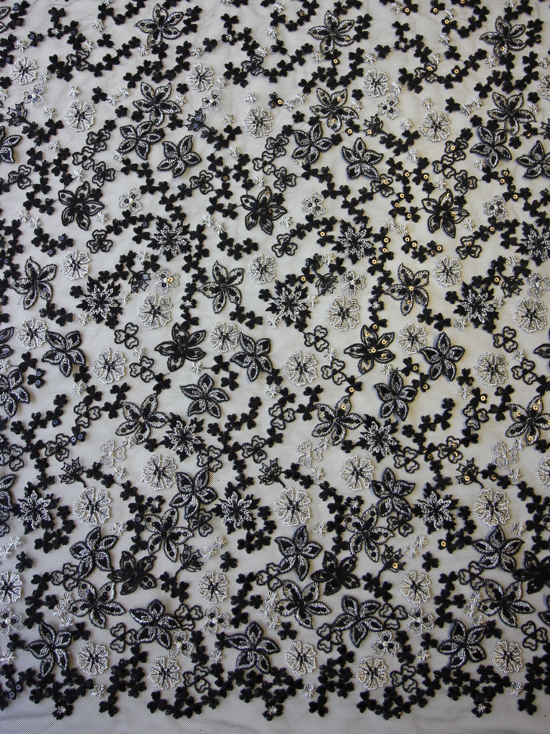 Black & Silver Embroidered Lace - Ernestine