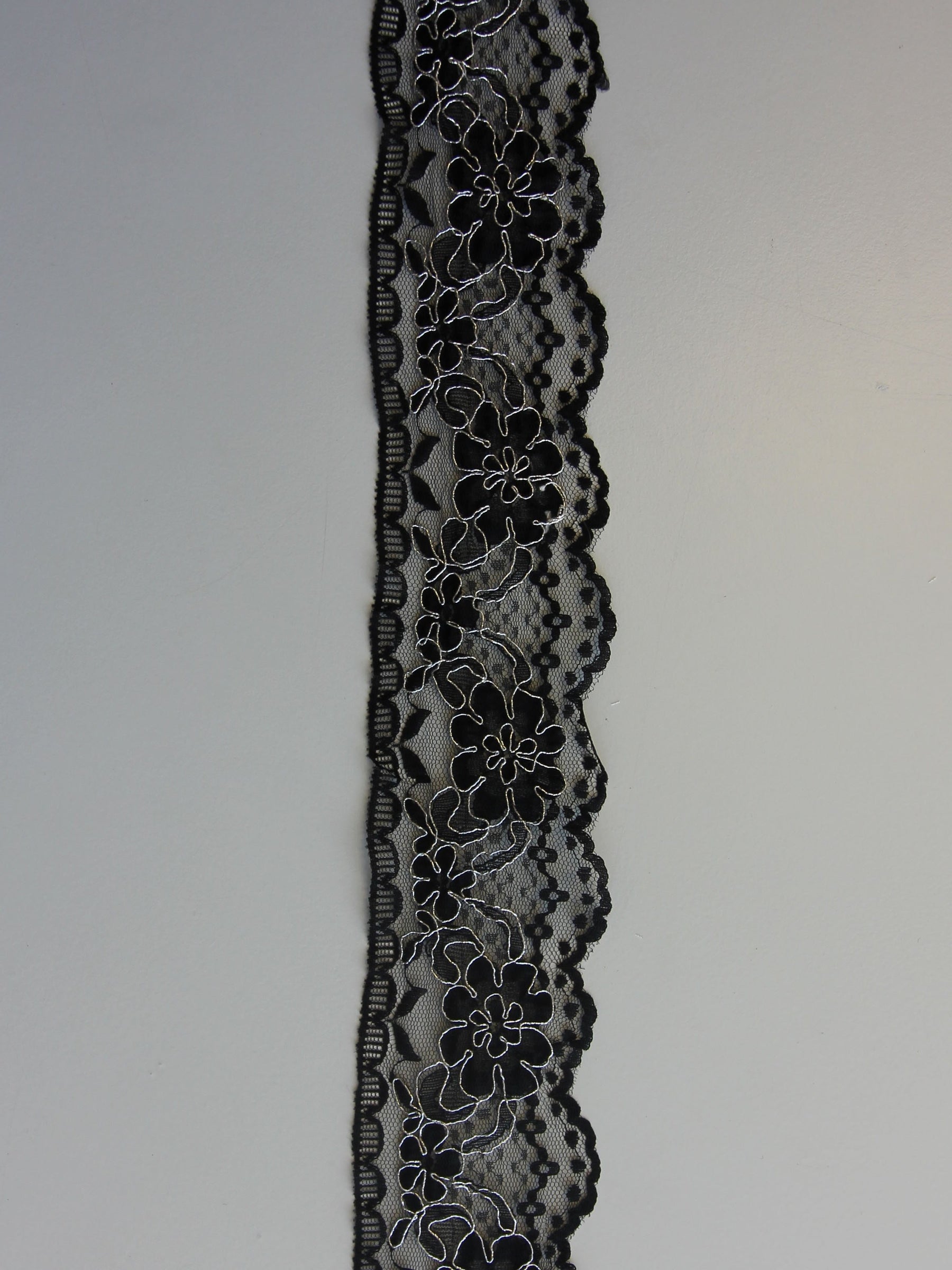 Black Corded Lace Trim - Silvano