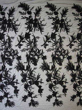 Black Corded Embroidery Lace - Calisto