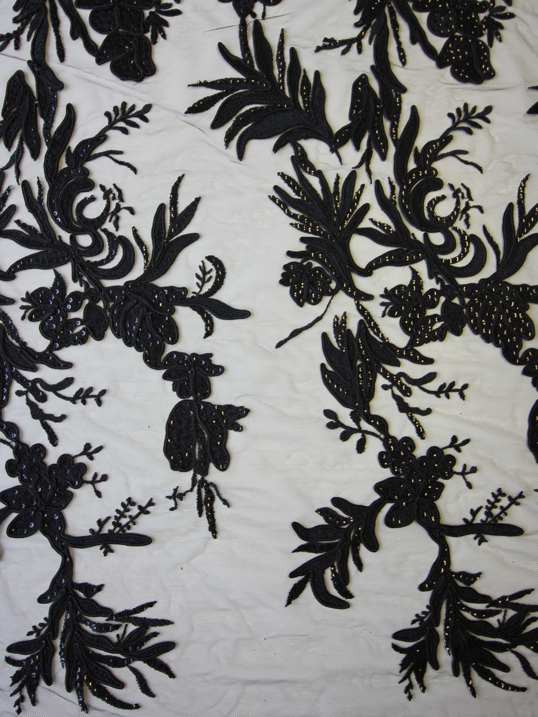 Black Corded Embroidery Lace - Calisto