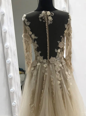 Champagne Beaded Flower Lace - Blake