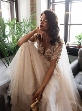 Champagne Beaded Flower Lace - Blake