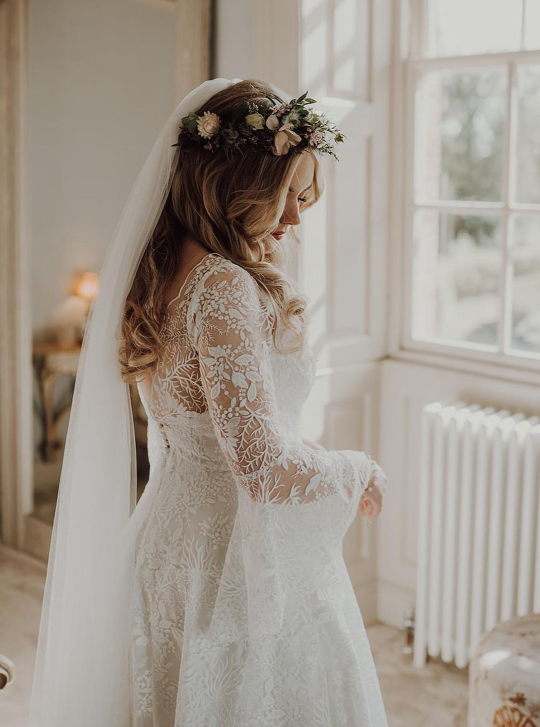 Embroidered lace wedding sales dress