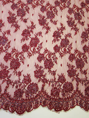 Maroon Beaded Lace - Jacintha