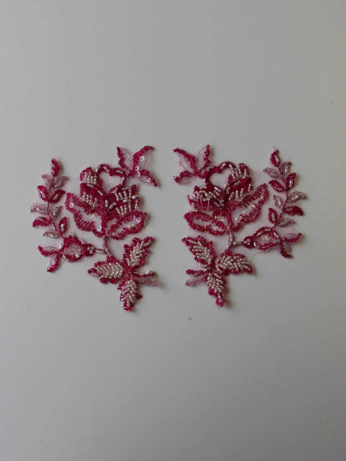 Passion Pink Beaded Lace Applique - Chloe