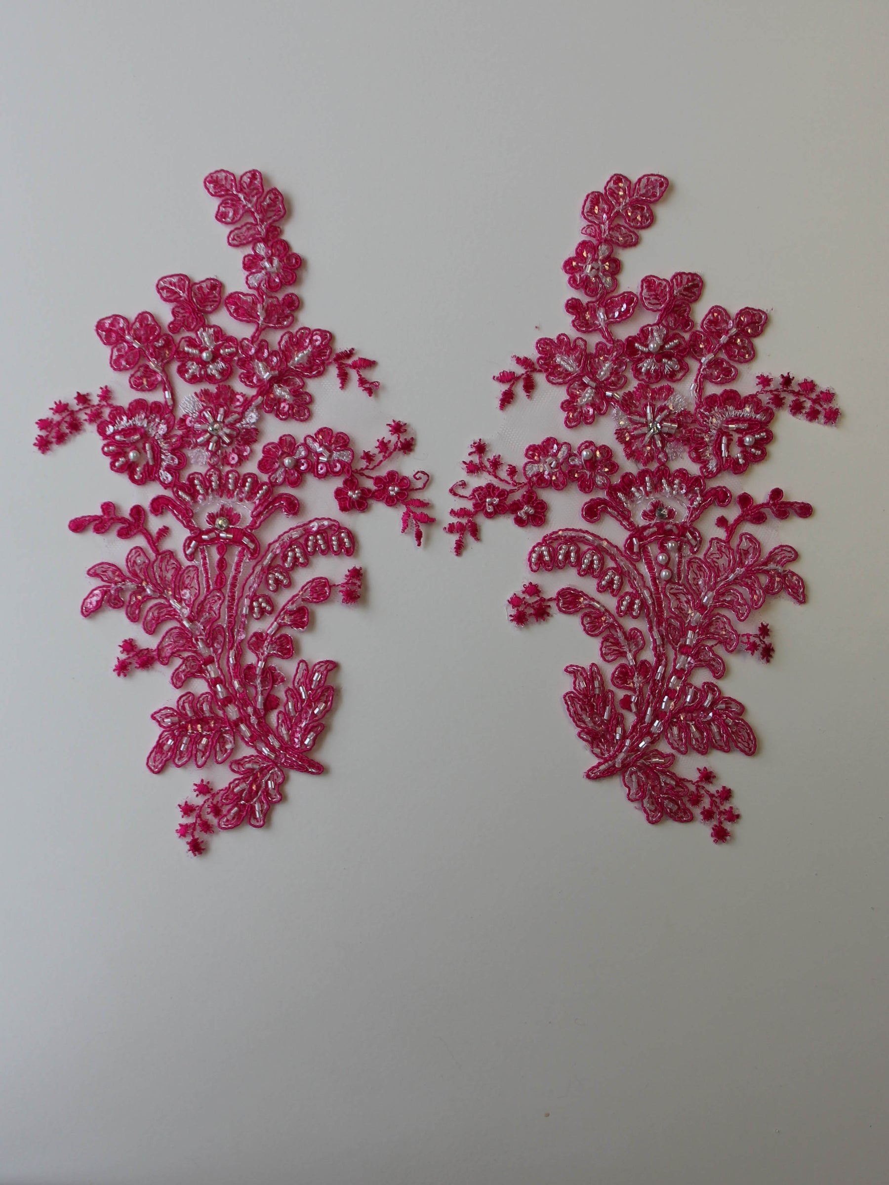 Passion Pink Corded Lace Appliques - Mona