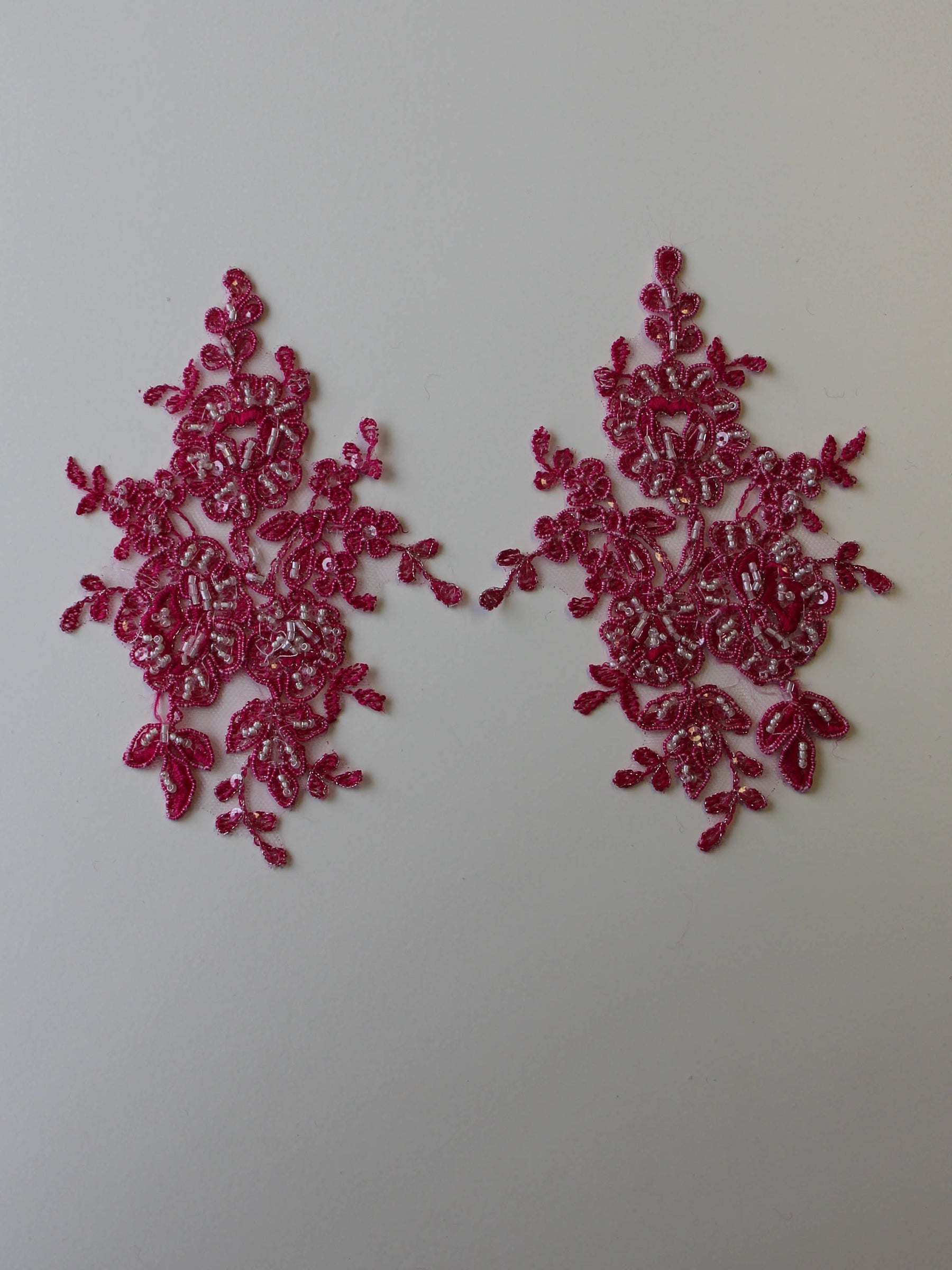Passion Pink Beaded Lace Appliques - Sophia