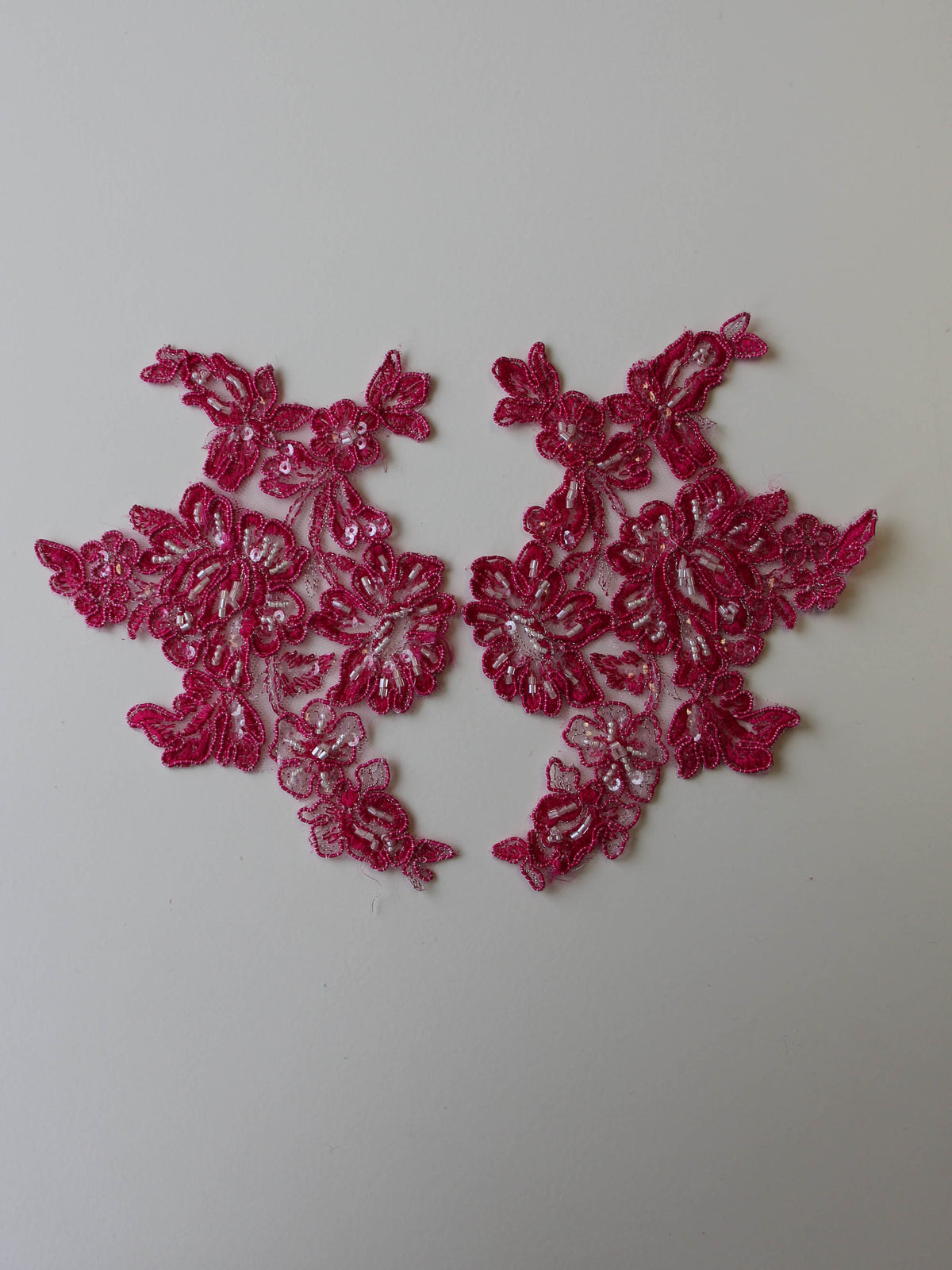 Passion Pink Beaded Lace Appliques - Victoria