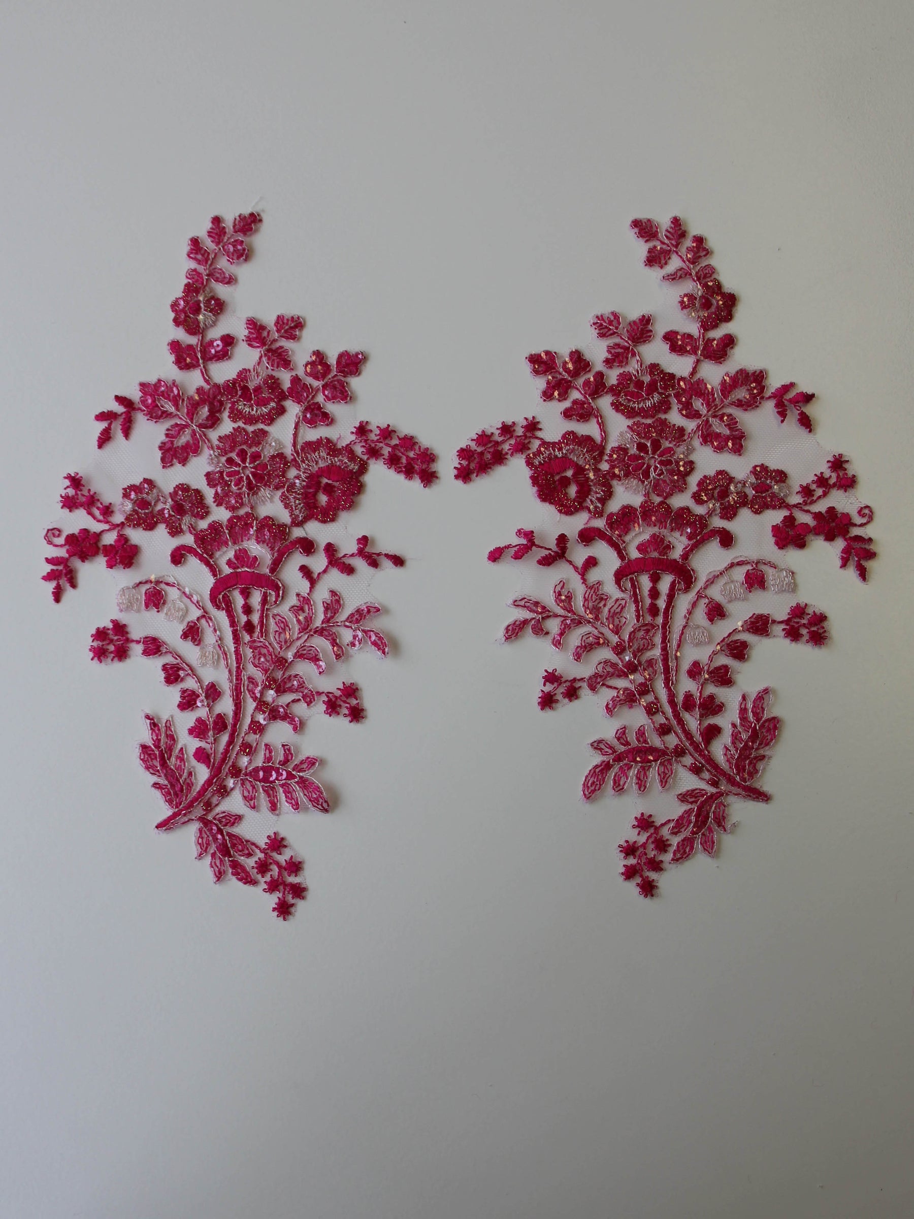 Passion Pink Sequinned Lace Appliques - Justine