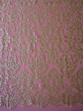 Champagne Sequinned Embroidery Lace - Albany