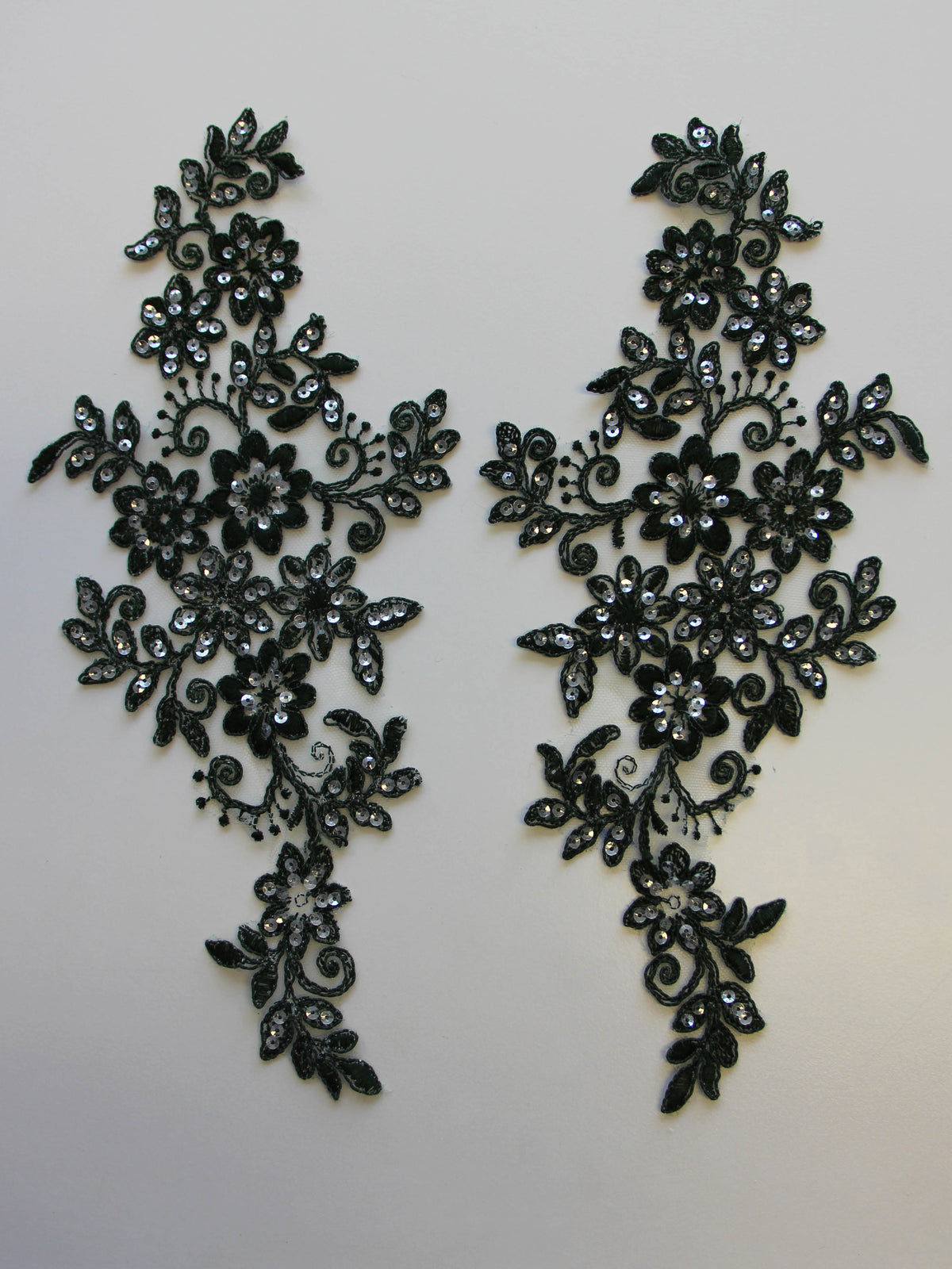 Forest Green Sequinned Lace Appliques - Erica
