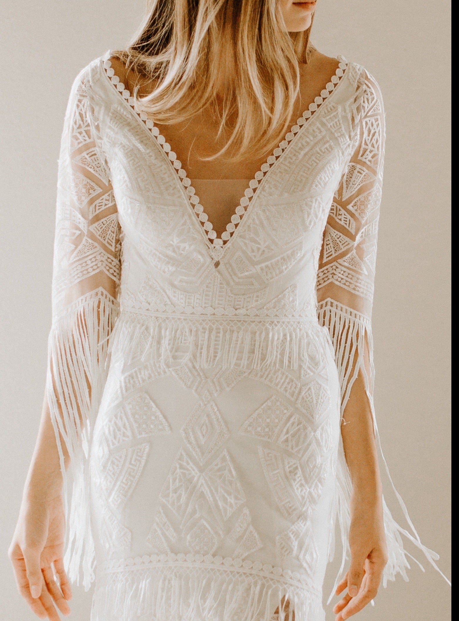 Ivory Fringed Embroidery Lace - Essence