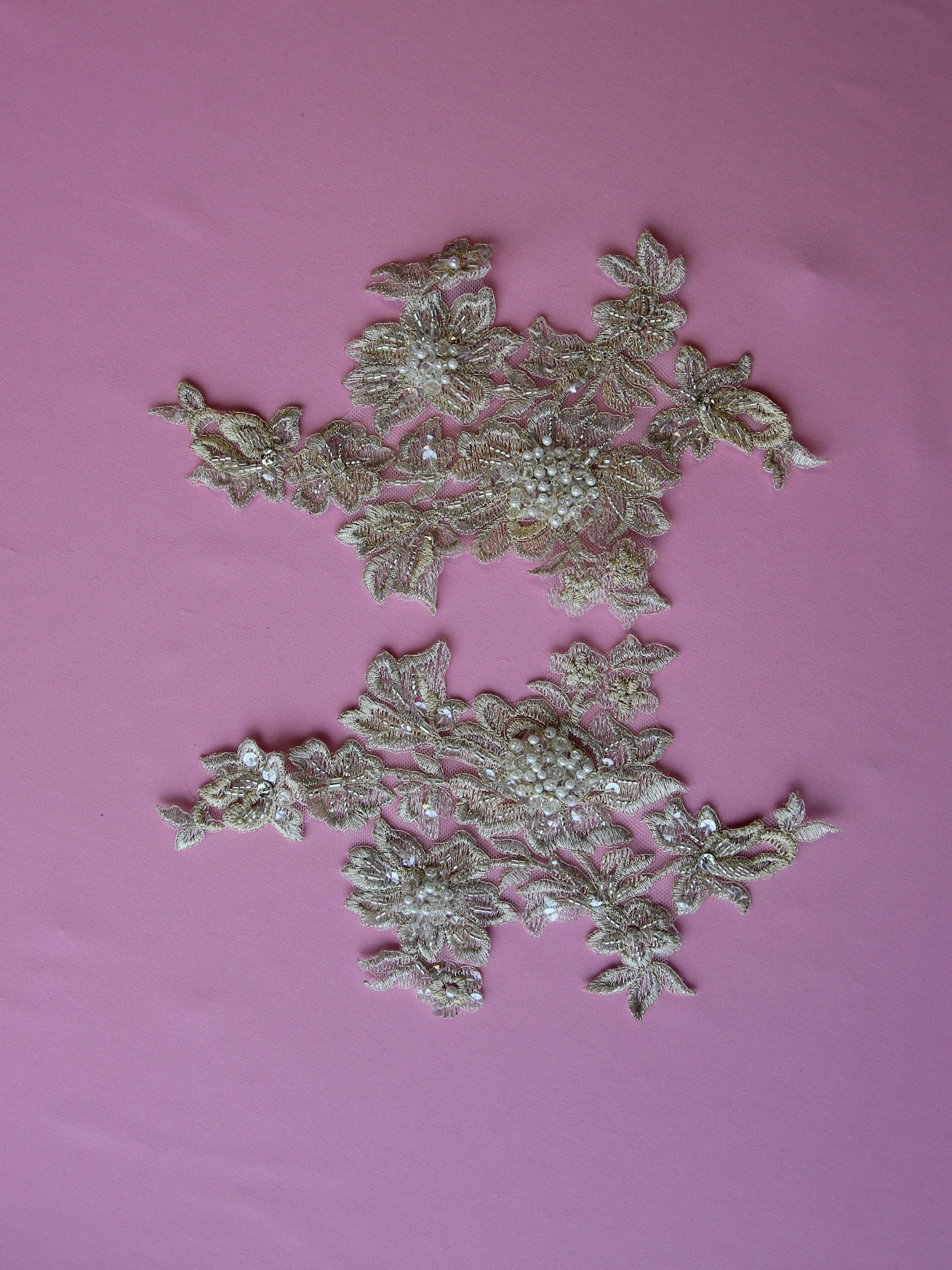 Gold Beaded Lace Appliques Colorado - Main Image