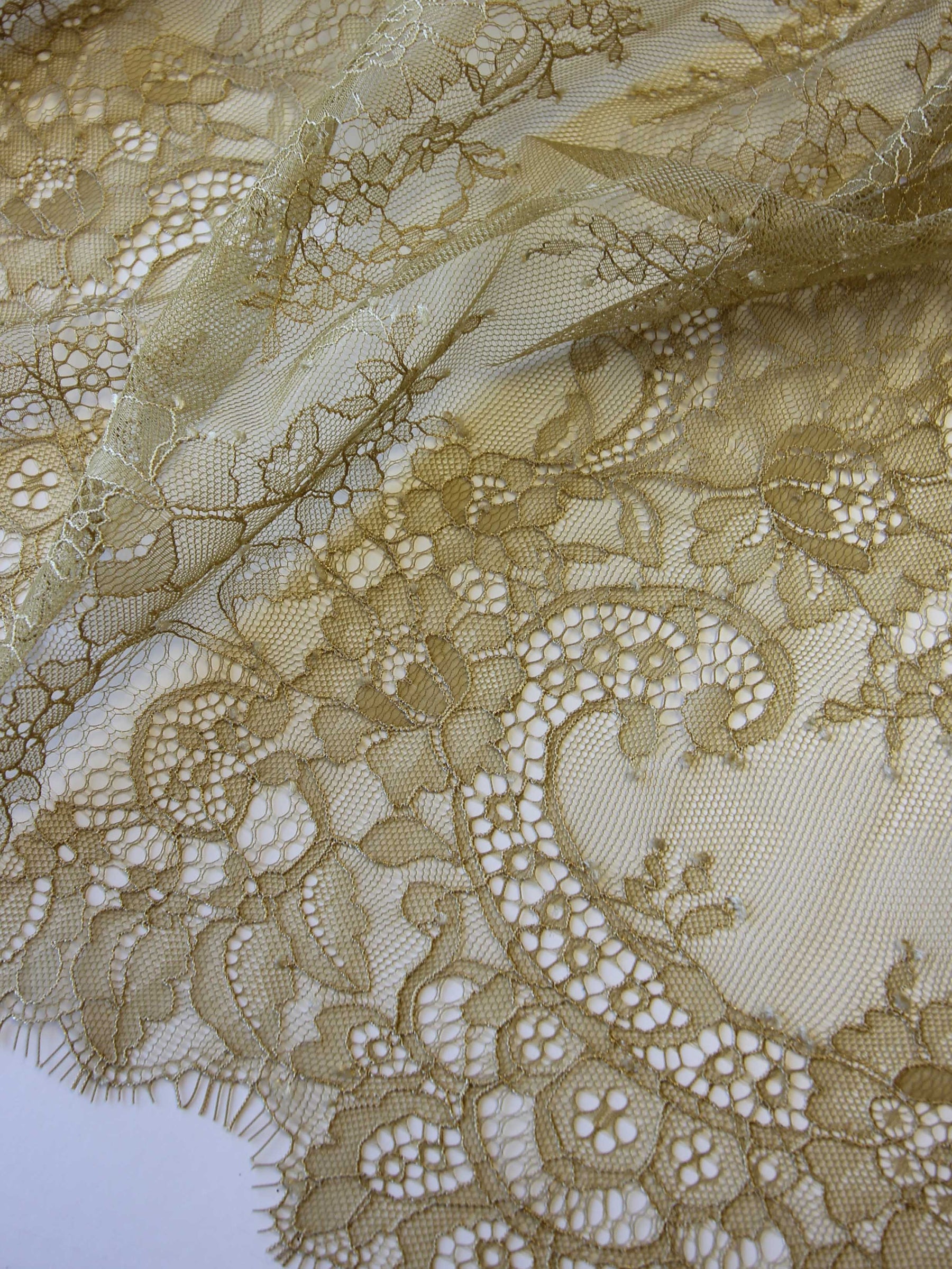 Champagne Stretch Lace Fabric - by The Yard