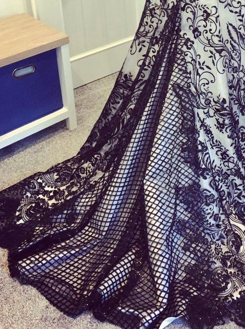 Royal Blue Sequinned Lace Odelia