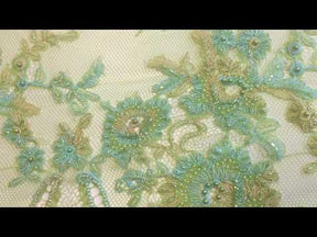 Green Beaded and Corded Lace - Cadence