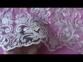 Ivory Sequinned Embroidery Lace - Bijou