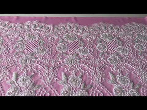 Ivory Beaded Raschel Lace - Devon