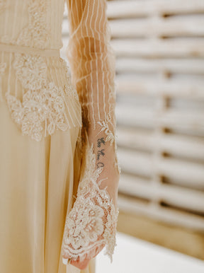 Ivory Corded & Beaded Lace - Iris