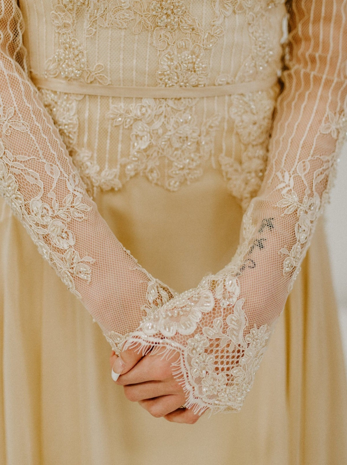 Ivory Corded & Beaded Lace - Iris