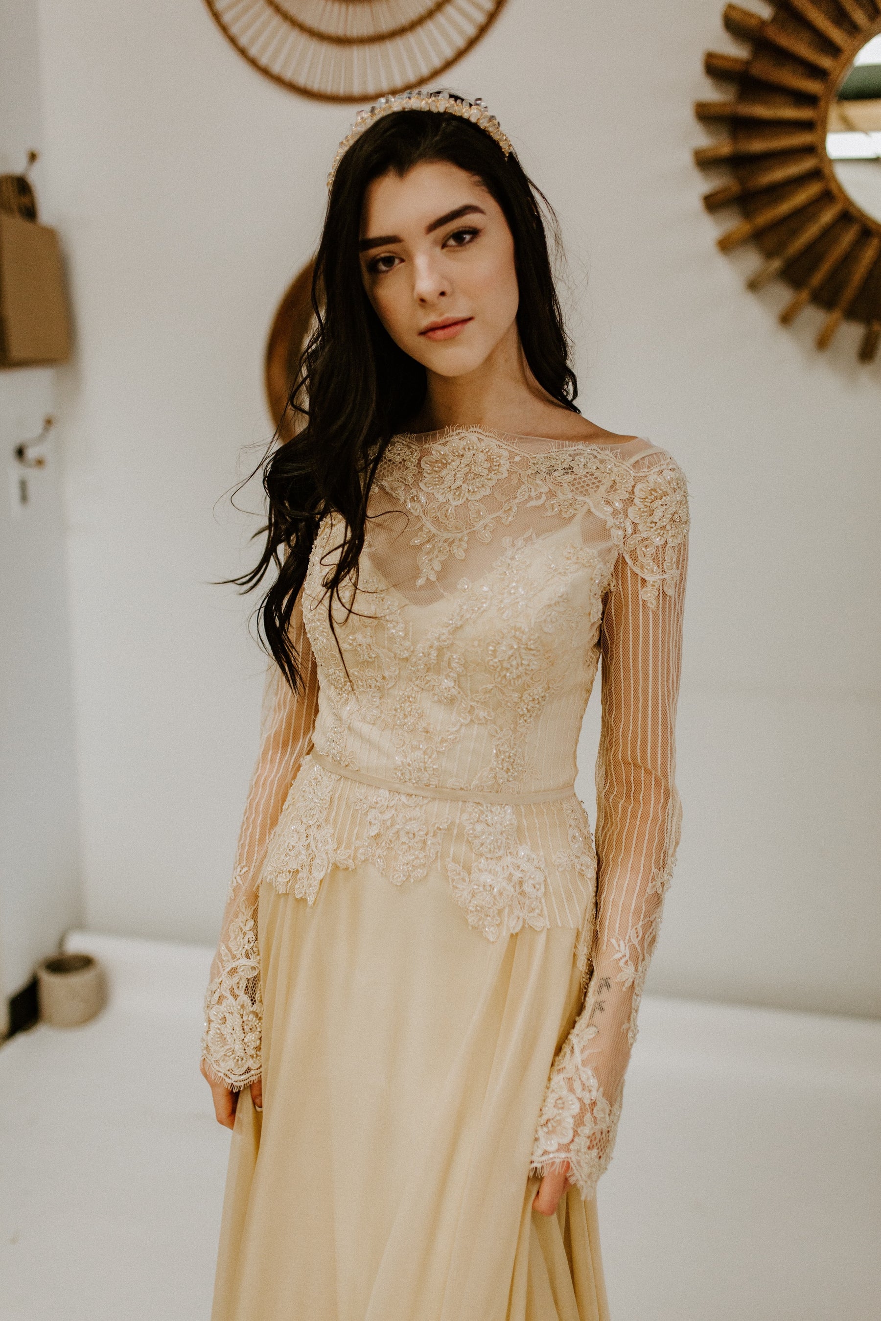 Ivory Corded & Beaded Lace - Iris