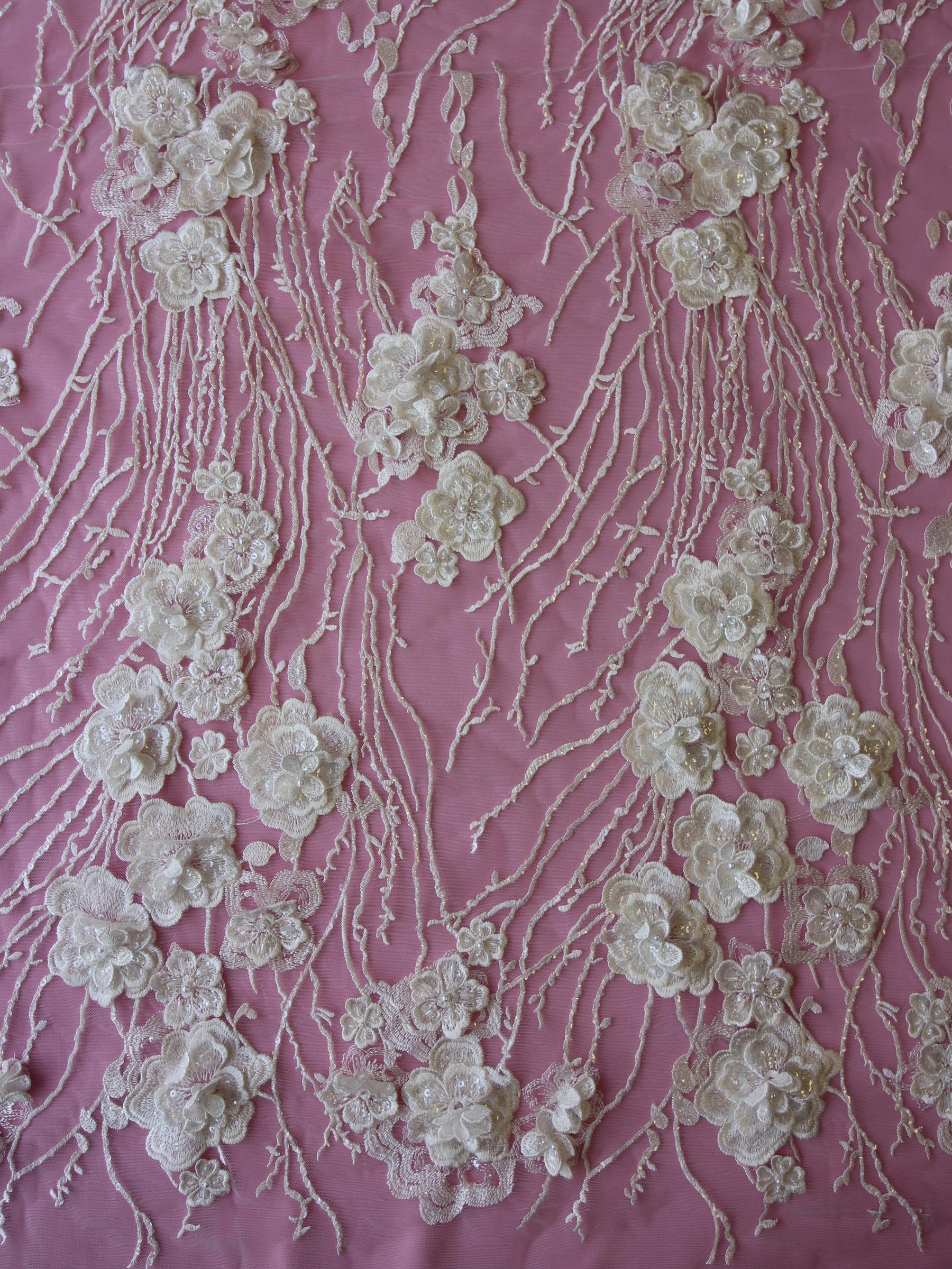 Ivory 3D Embroidered Lace - Augustine