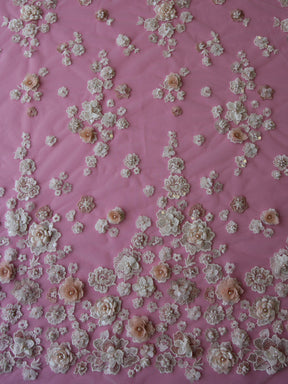Ivory & Blush Beaded Lace - Eugenie