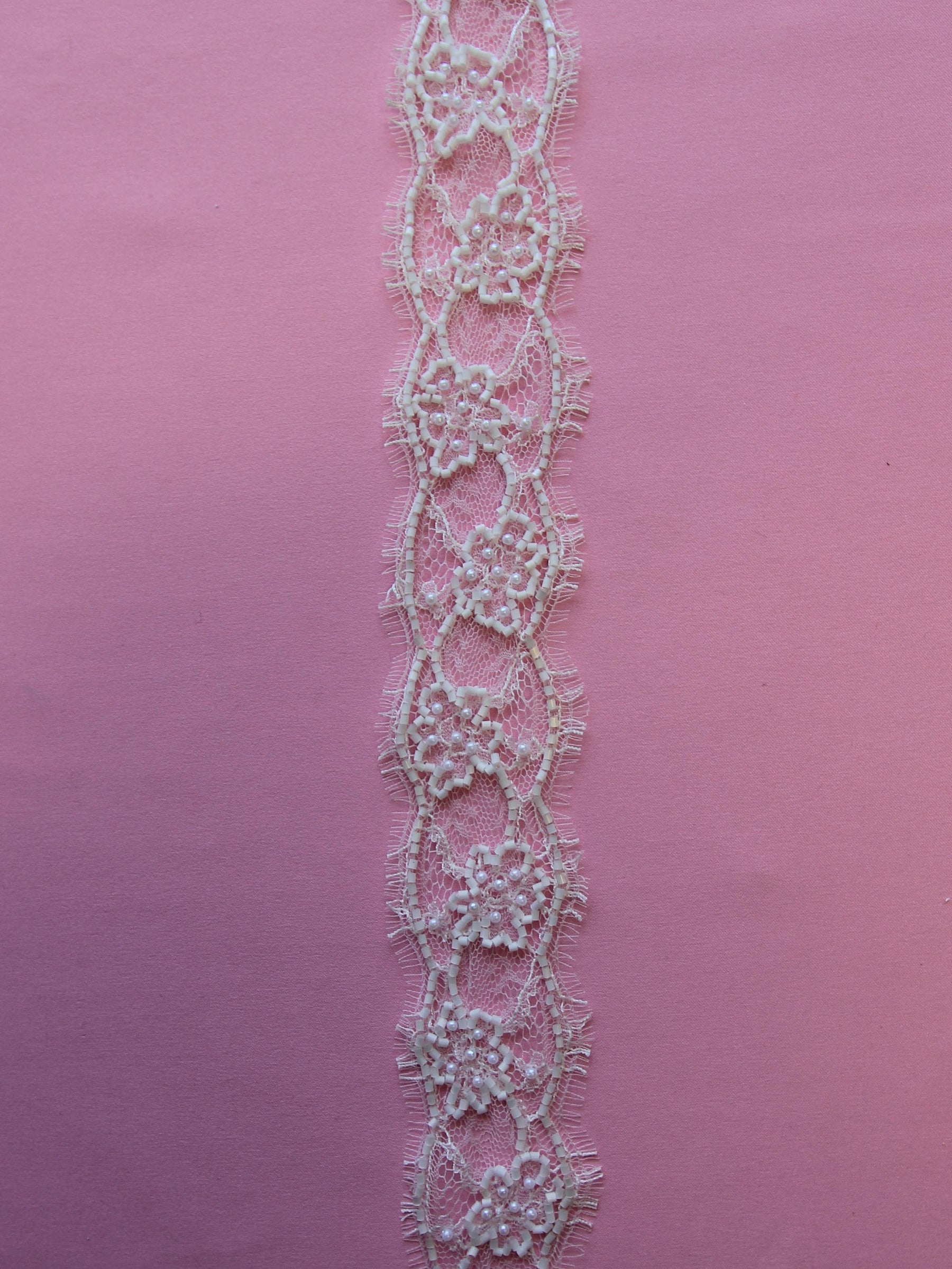 Ivory Beaded Lace Trim - Betula