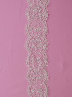 Ivory Beaded Chantilly Lace Trim - Meryl