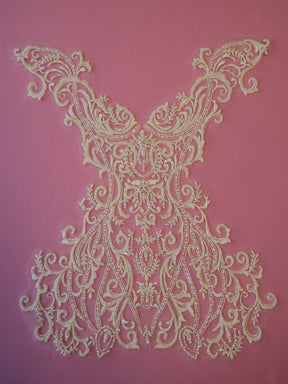 Ivory Beaded Lace Applique - Cayenne