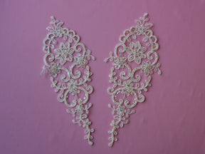 Ivory Beaded and Corded Lace Appliques - Alexandra