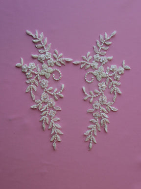 Ivory Beaded Embroidery Appliques - Bernadette