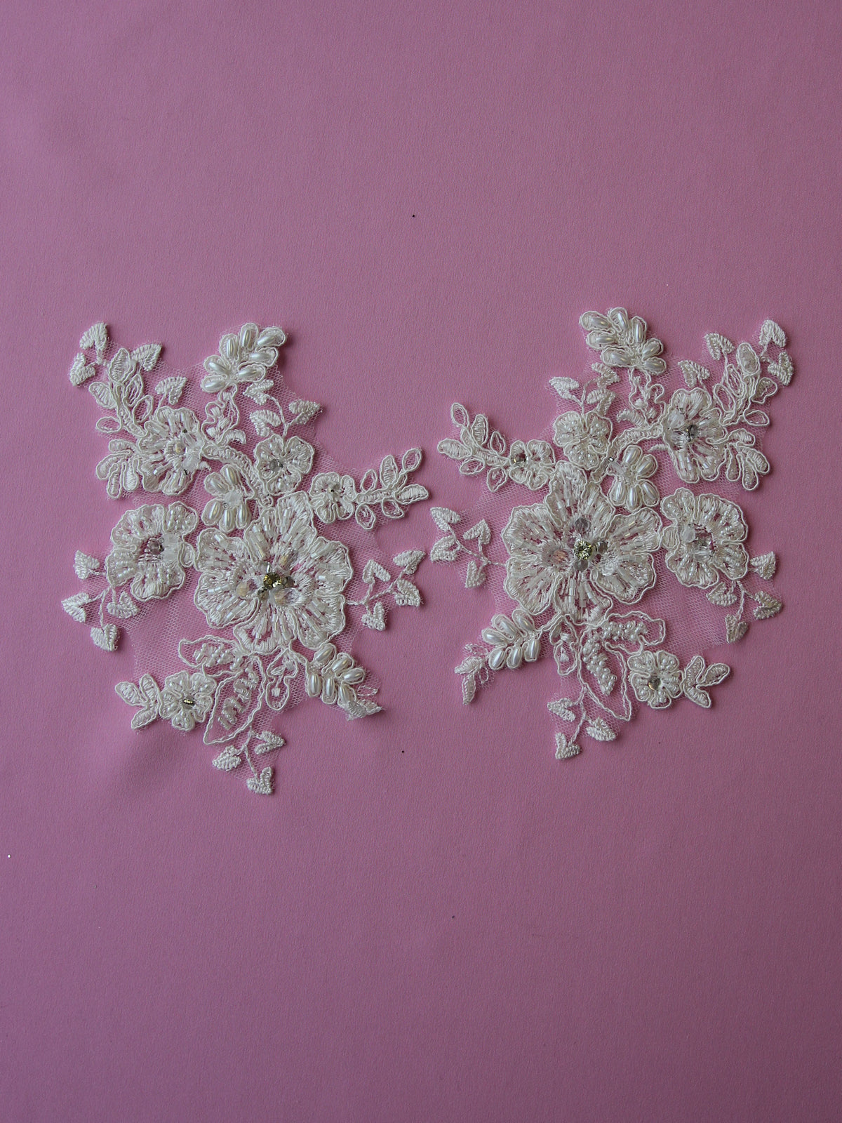 Ivory Beaded and Corded Lace Appliques - Chelsea