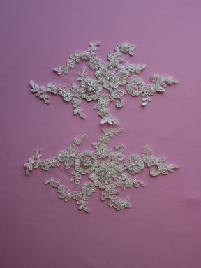 Ivory Beaded & Corded Lace Appliques - Honeysuckle