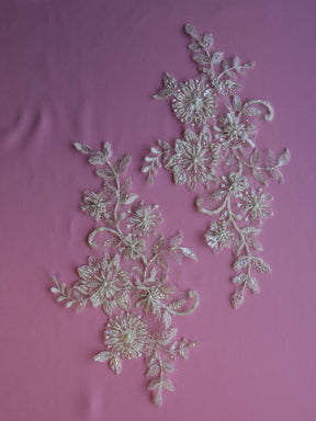 Ivory Beaded Lace Appliques - Savannah